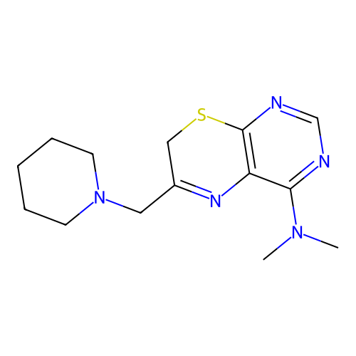 7H-Pyrimido(4,5-b)(1,4)thiazin-4-amine, N,N-dimethyl-6-(1-piperidinylmethyl)- structure