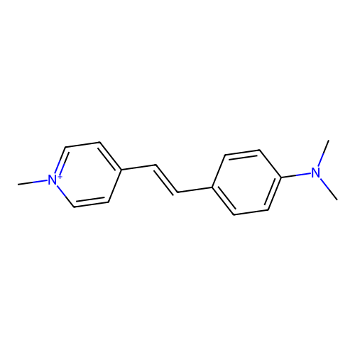 N,N-dimethyl-4-[2-(1-methylpyridin-1-ium-4-yl)ethenyl]aniline structure