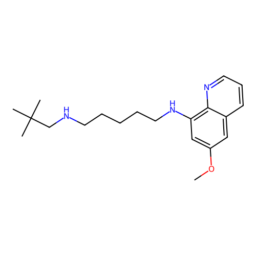 N-(2,2-dimethylpropyl)-N'-(6-methoxyquinolin-8-yl)pentane-1,5-diamine structure