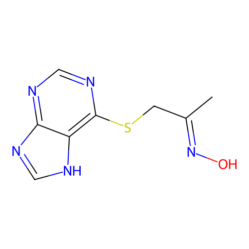 N-[1-(7H-purin-6-ylsulfanyl)propan-2-ylidene]hydroxylamine structure