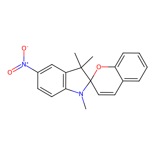 1',3'-Dihydro-1',3',3'-trimethyl-5'-nitrospiro[2H-1-benzopyran-2,2'-[2H]indole] structure