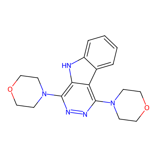 1,4-Di(4-morpholinyl)-5H-pyridazino[4,5-b]indole structure