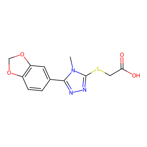(5-Benzo[1,3]dioxol-5-yl-4-methyl-4H-[1,2,4]triazol-3-ylsulfanyl)-acetic acid structure