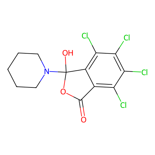 4,5,6,7-tetrachloro-3-hydroxy-3-(1-piperidinyl)-2-benzofuran-1(3H)-one structure