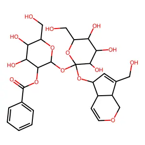 6-O-Glucosyl-2'-O-benzoylaucubin structure