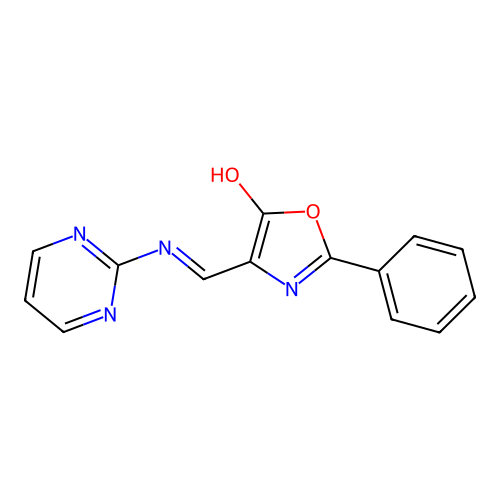 2-Phenyl-4-(pyrimidin-2-yliminomethyl)-1,3-oxazol-5-ol structure
