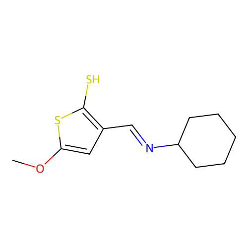 (5-Methoxy-2-mercapto-3-thenylidene)cyclohexylamine structure