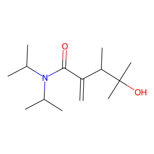 4-hydroxy-3,4-dimethyl-2-methylidene-N,N-di(propan-2-yl)pentanamide structure