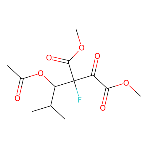 Dimethyl 2-[1-(acetyloxy)-2-methylpropyl]-2-fluoro-3-oxobutanedioate structure