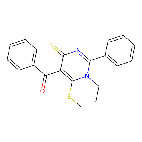 (1-ethyl-6-methylsulfanyl-2-phenyl-4-sulfanylidenepyrimidin-5-yl)-phenylmethanone structure