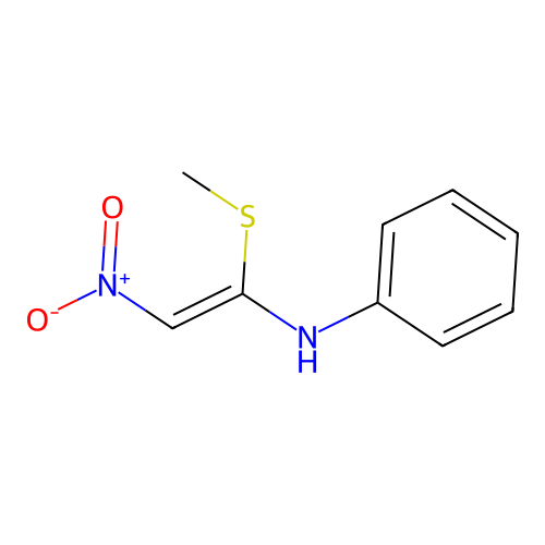 Benzenamine, N-[1-(methylthio)-2-nitroethenyl]- structure