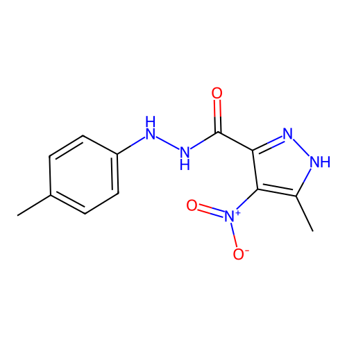 1H-Pyrazole-3-carboxylic acid, 5-methyl-4-nitro-, 2-(4-methylphenyl)hydrazide structure