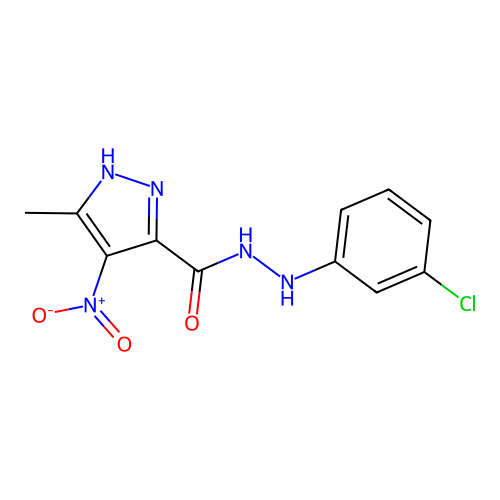 1H-Pyrazole-3-carboxylic acid, 5-methyl-4-nitro-, 2-(3-chlorophenyl)hydrazide structure