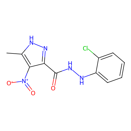 1H-Pyrazole-3-carboxylic acid, 5-methyl-4-nitro-, 2-(2-chlorophenyl)hydrazide structure