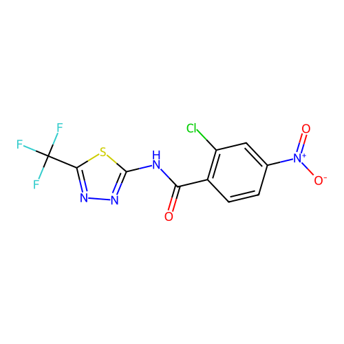 2-chloro-4-nitro-N-[5-(trifluoromethyl)-1,3,4-thiadiazol-2-yl]benzamide structure