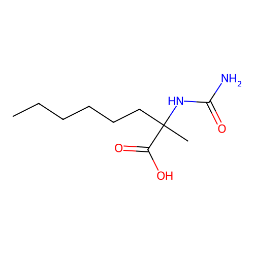2-(Carbamoylamino)-2-methyloctanoic acid structure