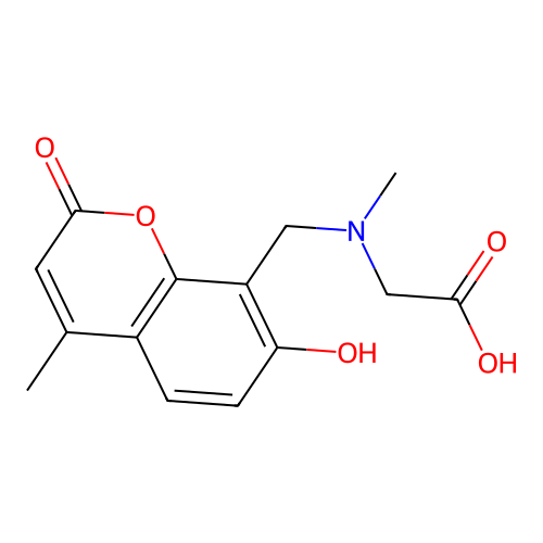 N-((7-Hydroxy-4-methyl-2-oxo-2H-1-benzopyran-8-yl)methyl)sarcosine structure