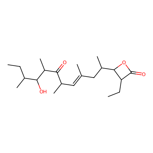 3-ethyl-4-[(E)-9-hydroxy-4,6,8,10-tetramethyl-7-oxododec-4-en-2-yl]oxetan-2-one structure