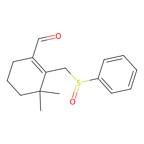 3,3-Dimethyl-2-[(phenylsulfinyl)methyl]-1-cyclohexene-1-carbaldehyde structure