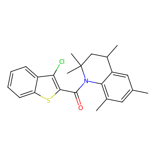 (3-chloro-1-benzothiophen-2-yl)(2,2,4,6,8-pentamethyl-3,4-dihydroquinolin-1(2H)-yl)methanone structure