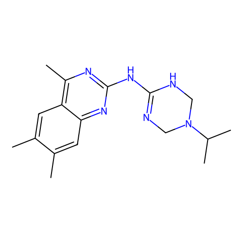 4,6,7-trimethyl-N-[5-(propan-2-yl)-1,4,5,6-tetrahydro-1,3,5-triazin-2-yl]quinazolin-2-amine structure