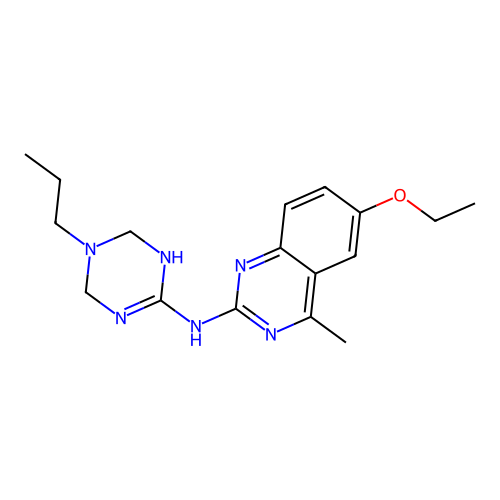 6-ethoxy-4-methyl-N-(5-propyl-1,4,5,6-tetrahydro-1,3,5-triazin-2-yl)quinazolin-2-amine structure