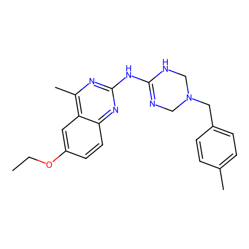 6-ethoxy-4-methyl-N-[5-(4-methylbenzyl)-1,4,5,6-tetrahydro-1,3,5-triazin-2-yl]quinazolin-2-amine structure