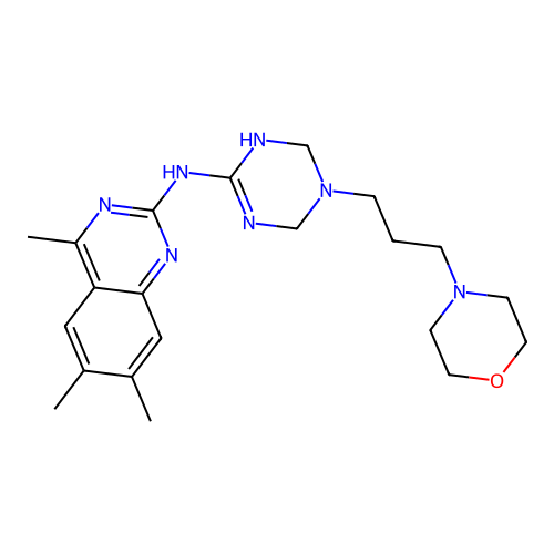 4,6,7-trimethyl-N-{5-[3-(morpholin-4-yl)propyl]-1,4,5,6-tetrahydro-1,3,5-triazin-2-yl}quinazolin-2-amine structure