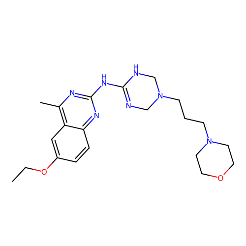 6-ethoxy-4-methyl-N-{5-[3-(morpholin-4-yl)propyl]-1,4,5,6-tetrahydro-1,3,5-triazin-2-yl}quinazolin-2-amine structure