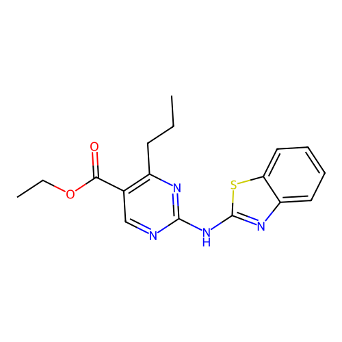 Ethyl 2-(1,3-benzothiazol-2-ylamino)-4-propylpyrimidine-5-carboxylate structure