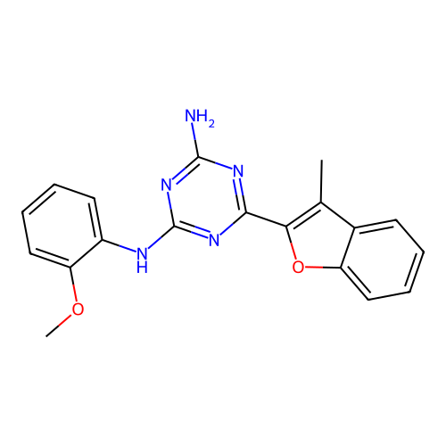 N2-(2-methoxyphenyl)-6-(3-methyl-2-benzofuranyl)-1,3,5-triazine-2,4-diamine structure