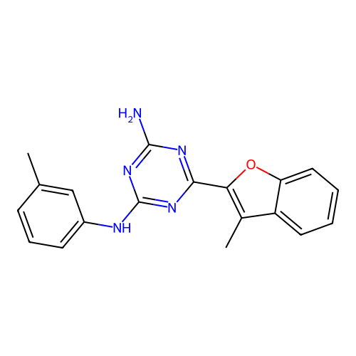6-(3-Methyl-benzofuran-2-yl)-N-m-tolyl-[1,3,5]triazine-2,4-diamine structure