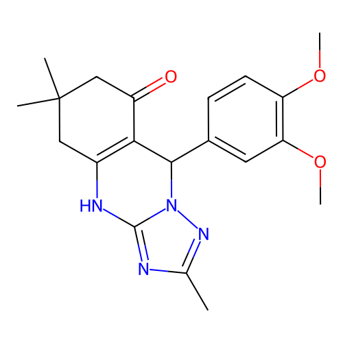 9-(3,4-Dimethoxy-phenyl)-2,6,6-trimethyl-5,6,7,9-tetrahydro-4H-[1,2,4]triazolo[5,1-b]quinazolin-8-one structure
