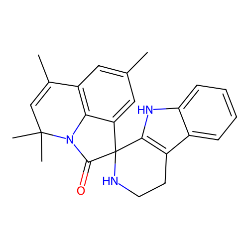 4',4',6',8'-tetramethyl-2,3,4,9-tetrahydro-4'H-spiro[beta-carboline-1,1'-pyrrolo[3,2,1-ij]quinolin]-2'-one structure