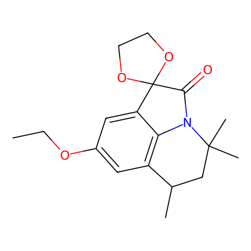 8'-ethoxy-4',4',6'-trimethyl-5',6'-dihydro-4'H-spiro[1,3-dioxolane-2,1'-pyrrolo[3,2,1-ij]quinolin]-2'-one structure