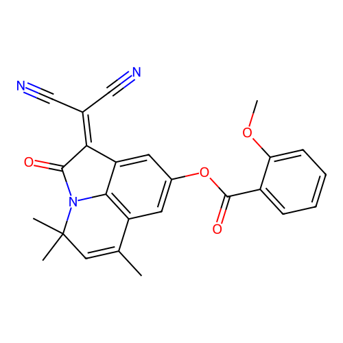 1-(dicyanomethylene)-4,4,6-trimethyl-2-oxo-2,4-dihydro-1H-pyrrolo[3,2,1-ij]quinolin-8-yl 2-methoxybenzoate structure