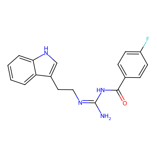 4-fluoro-N-{N-[2-(1H-indol-3-yl)ethyl]carbamimidoyl}benzamide structure