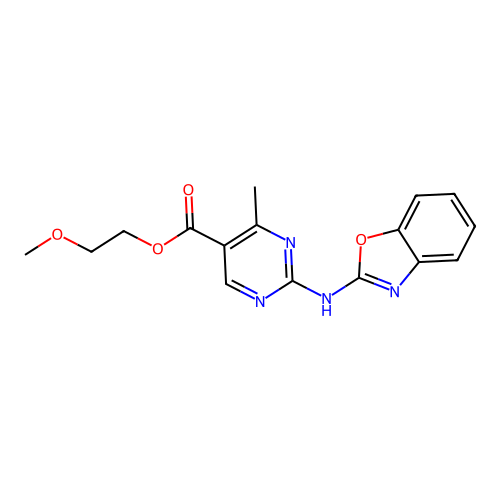 2-Methoxyethyl 2-(1,3-benzoxazol-2-ylamino)-4-methylpyrimidine-5-carboxylate structure