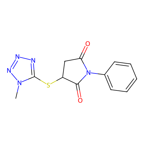 3-[(1-Methyl-5-tetrazolyl)thio]-1-phenylpyrrolidine-2,5-dione structure