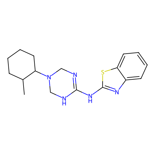 N-[3-(2-methylcyclohexyl)-2,4-dihydro-1H-1,3,5-triazin-6-yl]-1,3-benzothiazol-2-amine structure