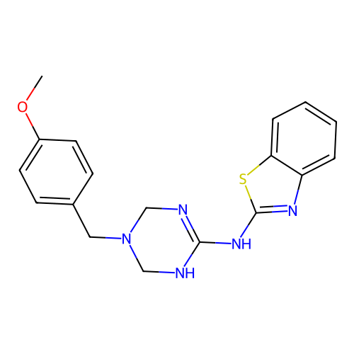 Benzothiazol-2-yl-[5-(4-methoxy-benzyl)-1,4,5,6-tetrahydro-[1,3,5]triazin-2-yl]-amine structure