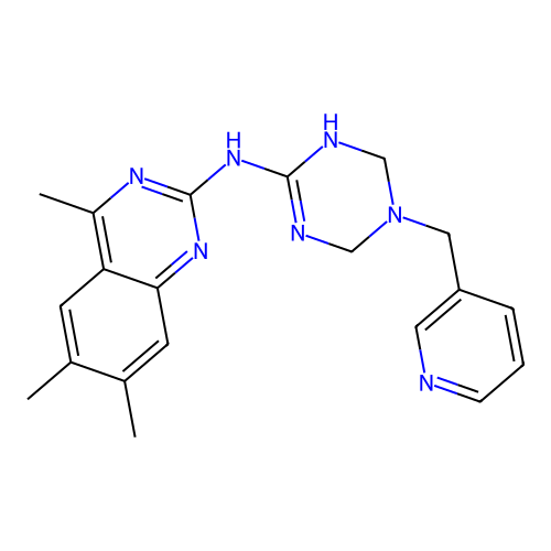 4,6,7-trimethyl-N-[5-(pyridin-3-ylmethyl)-1,4,5,6-tetrahydro-1,3,5-triazin-2-yl]quinazolin-2-amine structure