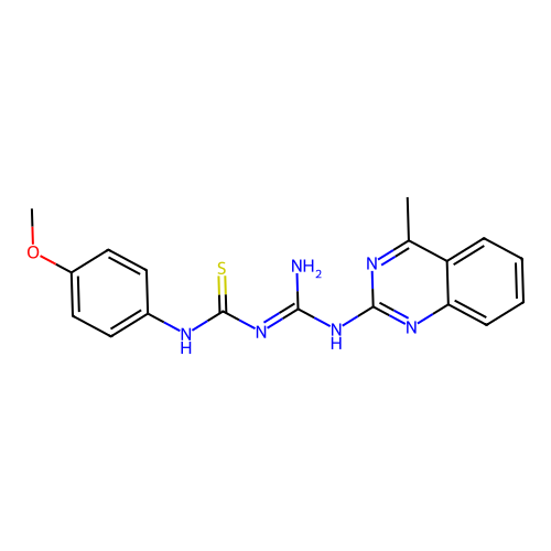 1-{(E)-amino[(4-methylquinazolin-2-yl)amino]methylidene}-3-(4-methoxyphenyl)thiourea structure