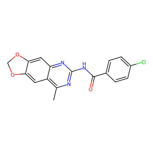 4-chloro-N-(8-methyl-[1,3]dioxolo[4,5-g]quinazolin-6-yl)benzamide structure