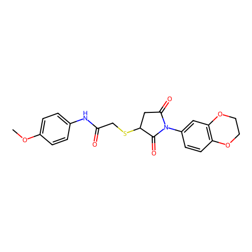 2-{[1-(2,3-dihydro-1,4-benzodioxin-6-yl)-2,5-dioxopyrrolidin-3-yl]sulfanyl}-N-(4-methoxyphenyl)acetamide structure