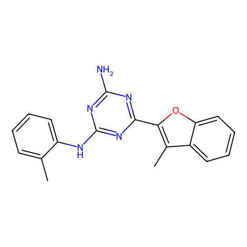 6-(3-Methyl-benzofuran-2-yl)-N-o-tolyl-[1,3,5]triazine-2,4-diamine structure