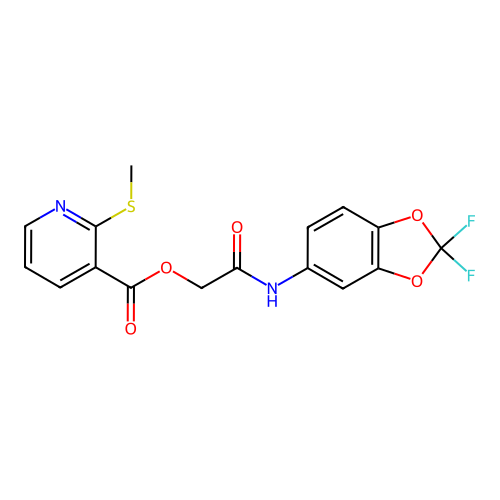 [2-[(2,2-difluoro-1,3-benzodioxol-5-yl)amino]-2-oxoethyl] 2-methylsulfanylpyridine-3-carboxylate structure