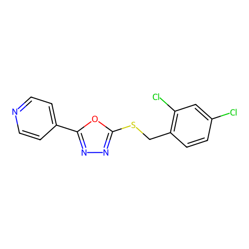 2-[(2,4-Dichlorophenyl)methylthio]-5-pyridin-4-yl-1,3,4-oxadiazole structure