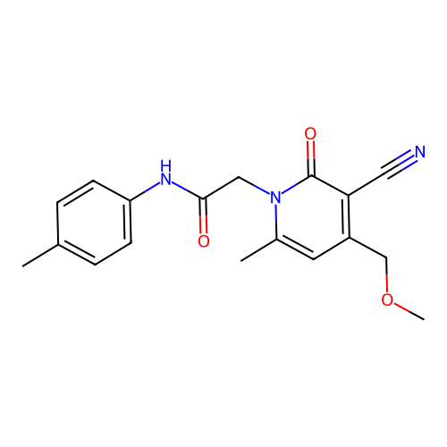 2-[3-cyano-4-(methoxymethyl)-6-methyl-2-oxopyridin-1(2H)-yl]-N-(4-methylphenyl)acetamide structure