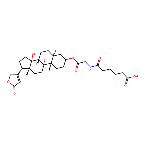 Digitoxigenin-3-beta-N-(carboxyvaleryl)glycyl ester structure
